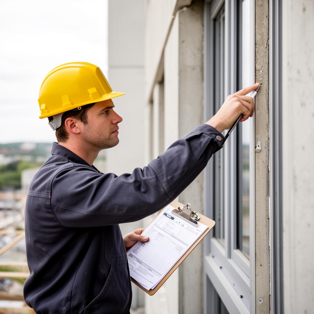 Engenheiro realizando inspeção de fachada